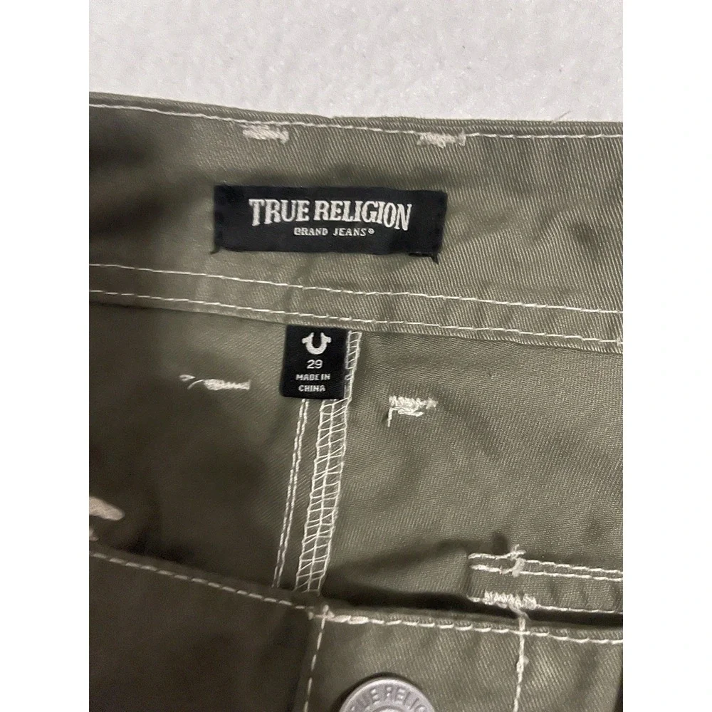 True Religion Size 29 Cargo Shorts‎ Olive Green Flap Pockets